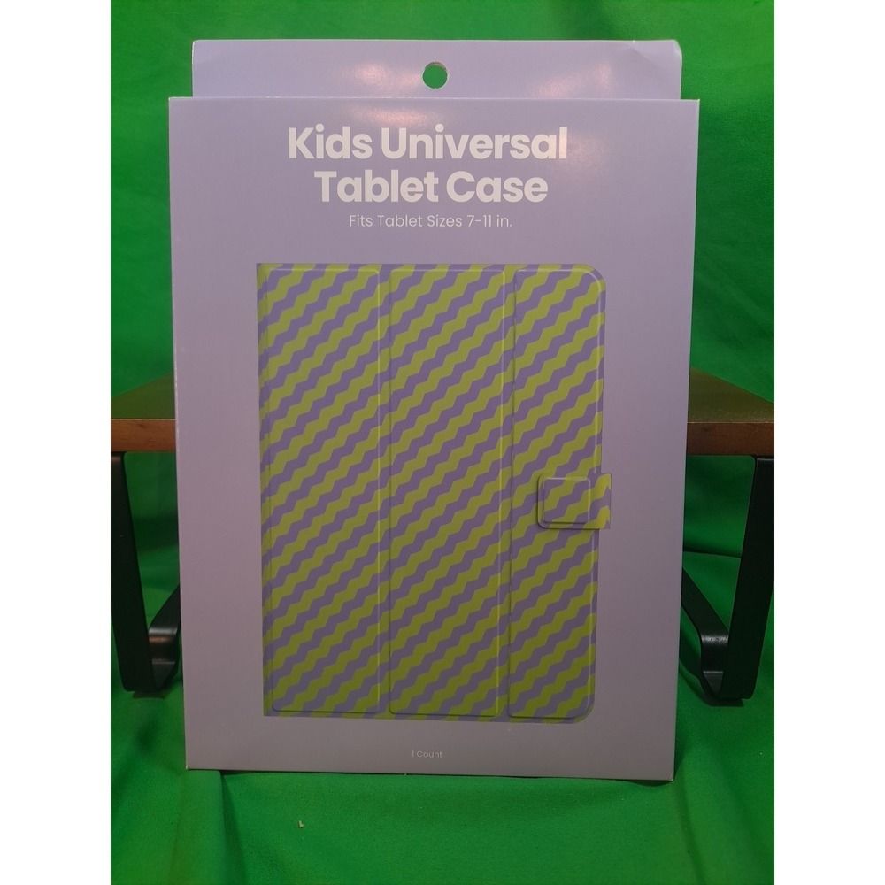 NIP Kids Universal Tablet Cover Fits Tablet Sizes 7-11" Green & Purple Stripes